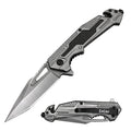 8.5'' Grey Spring Assist Tanto Blade Pocket Knife - Tactical Multitool G10 Handle