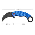 7.75" Spring Assisted Blue Karambit Folding Pocket Knife Tactical Open