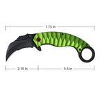 7.75" Spring Assisted Green Karambit Folding Pocket Knife Tactical Open