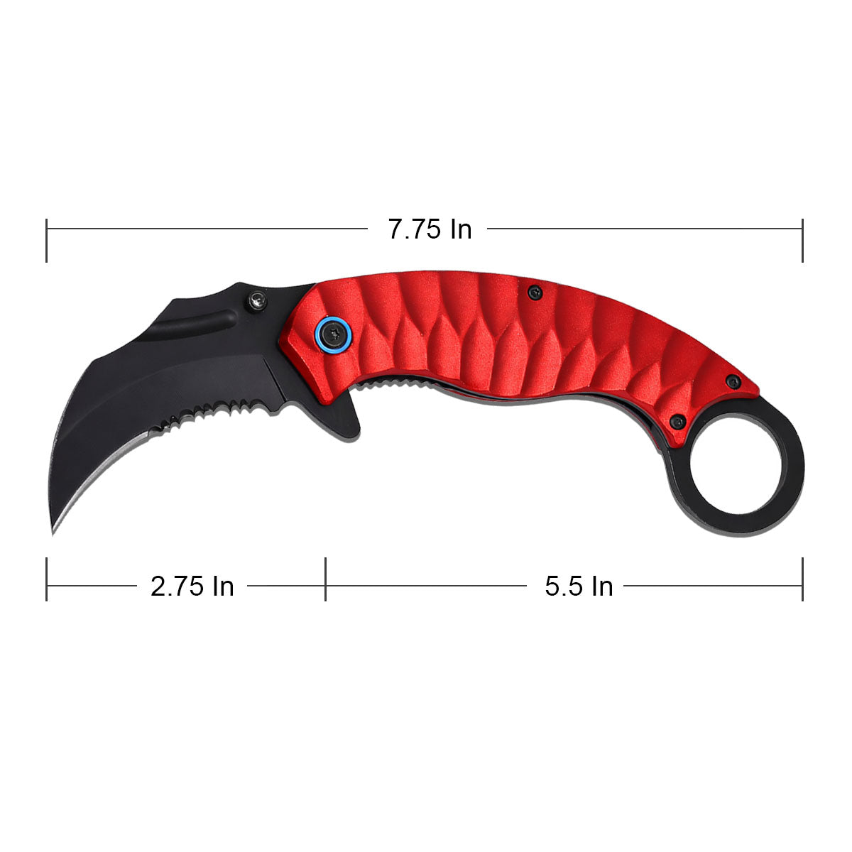 7.75" Spring Assisted Red Karambit Folding Pocket Knife Tactical Open