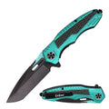 8.25" Turquoise Carbon Fiber Handle Spring Assist Tactical Pocket Knife