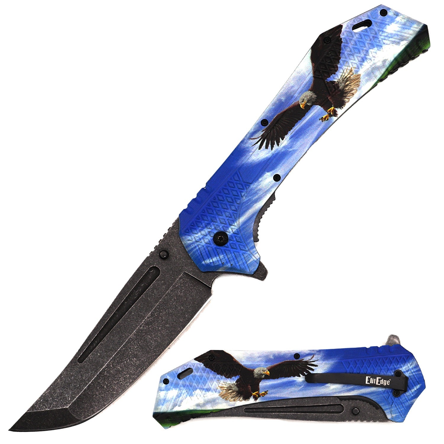 12.25" Huge American Eagle Folding Spring Assisted Pocket Knife