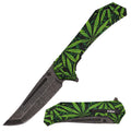 12.25" Huge Cannabis Marijuana Leaf Folding Spring Assisted Pocket Knife