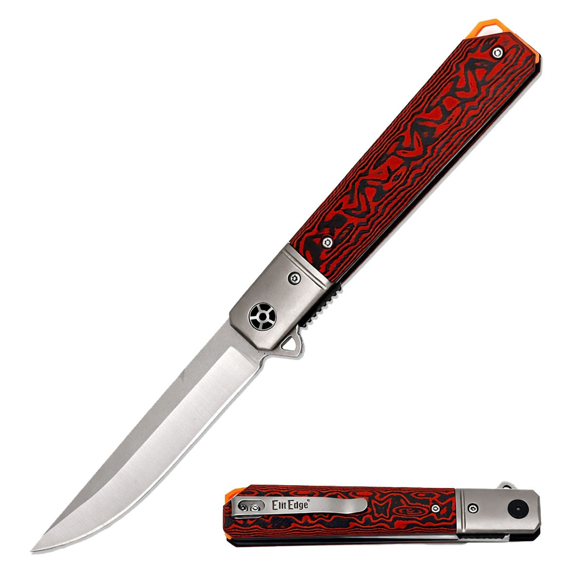 High Quality D2 Steel Ball Bearing Red Micarta Handle Pocket Flipper Knife