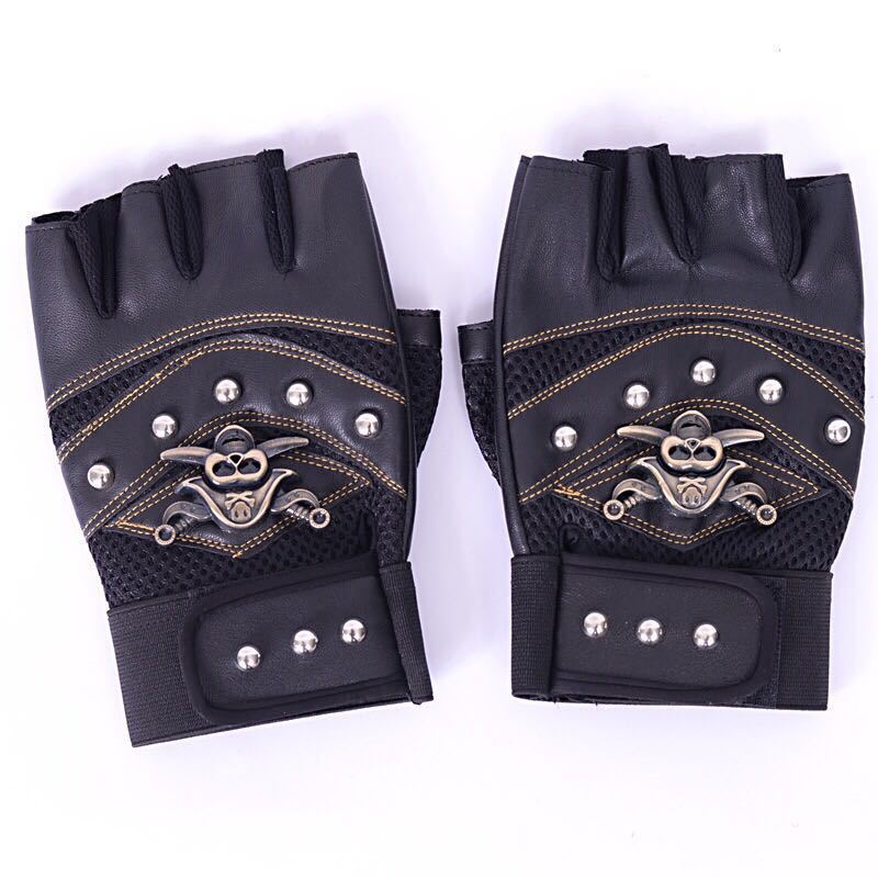 MEC™ Biker Half-Finger Skull Gloves