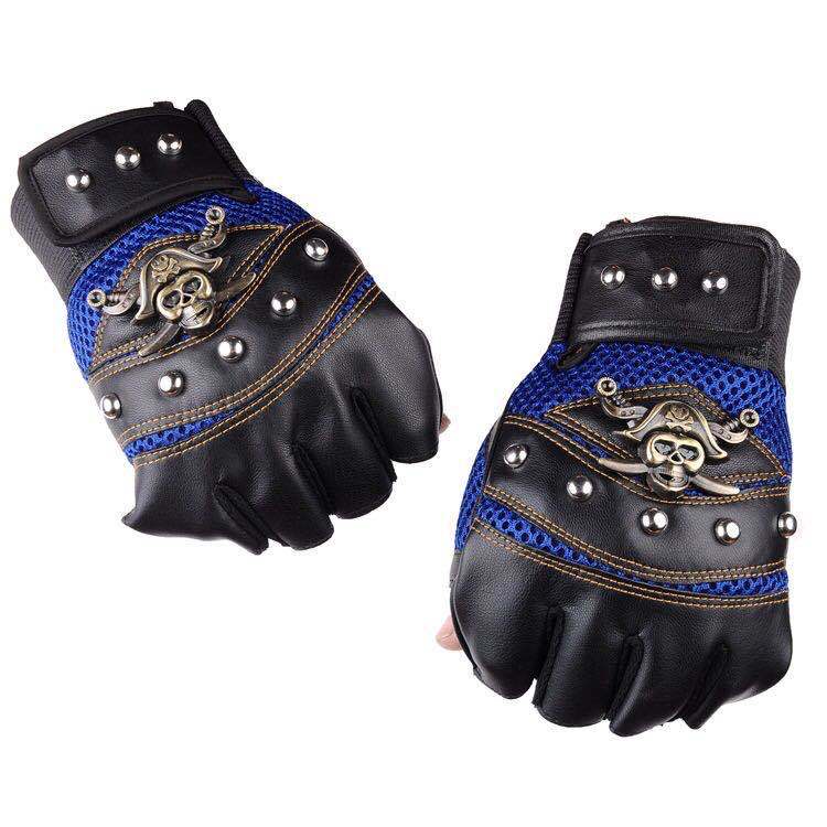 MEC™ Biker Half-Finger Skull Gloves