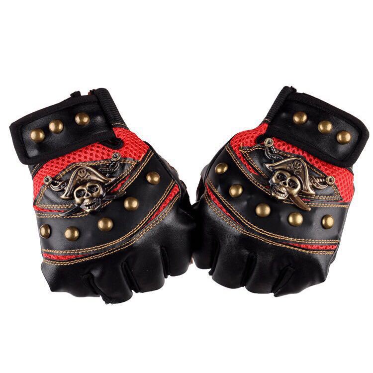 MEC™ Biker Half-Finger Skull Gloves