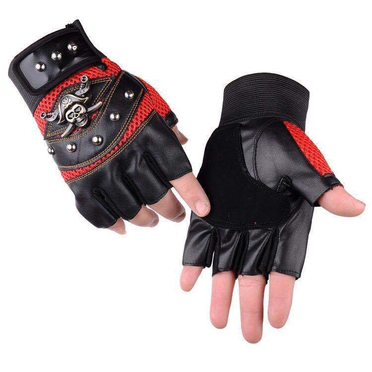 MEC™ Biker Half-Finger Skull Gloves