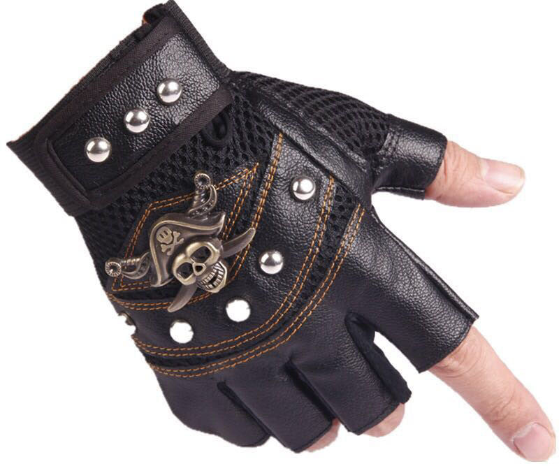 MEC™ Biker Half-Finger Skull Gloves