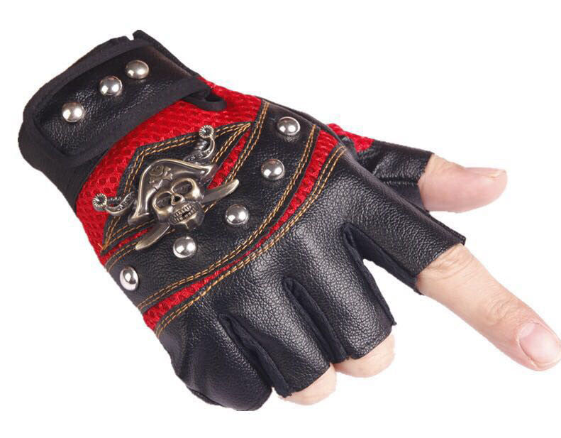 MEC™ Biker Half-Finger Skull Gloves