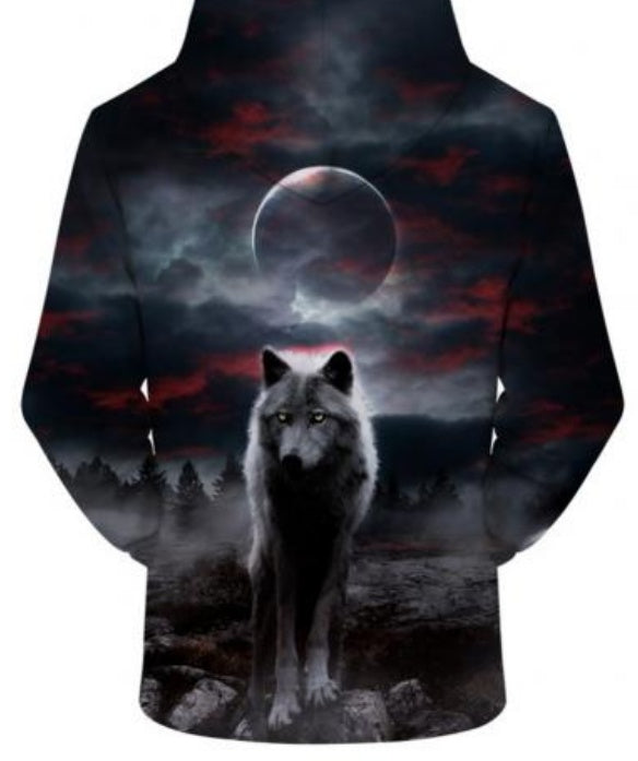 MEC™ Evil Wolf Digital Print Hooded Pullover