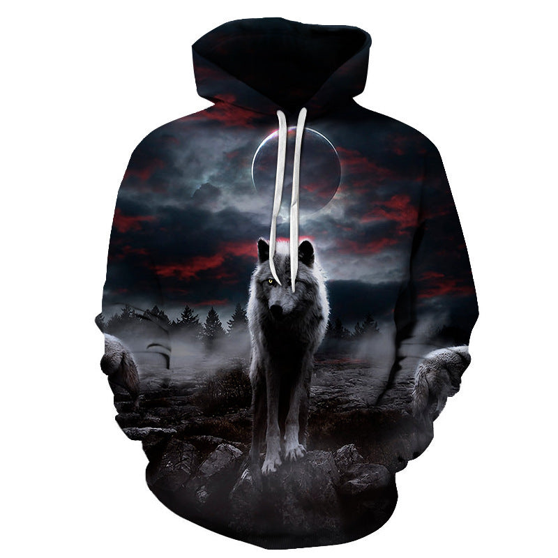 MEC™ Evil Wolf Digital Print Hooded Pullover