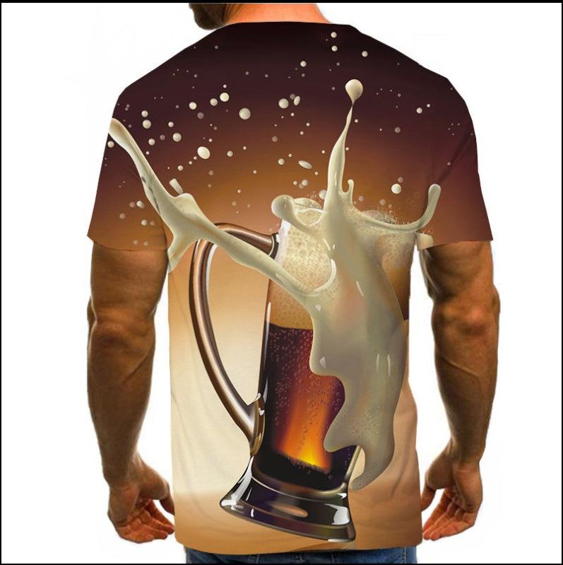 MEC™  Beer 3D Digital Printing Short Sleeve T-Shirt