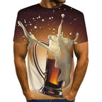 MEC™  Beer 3D Digital Printing Short Sleeve T-Shirt