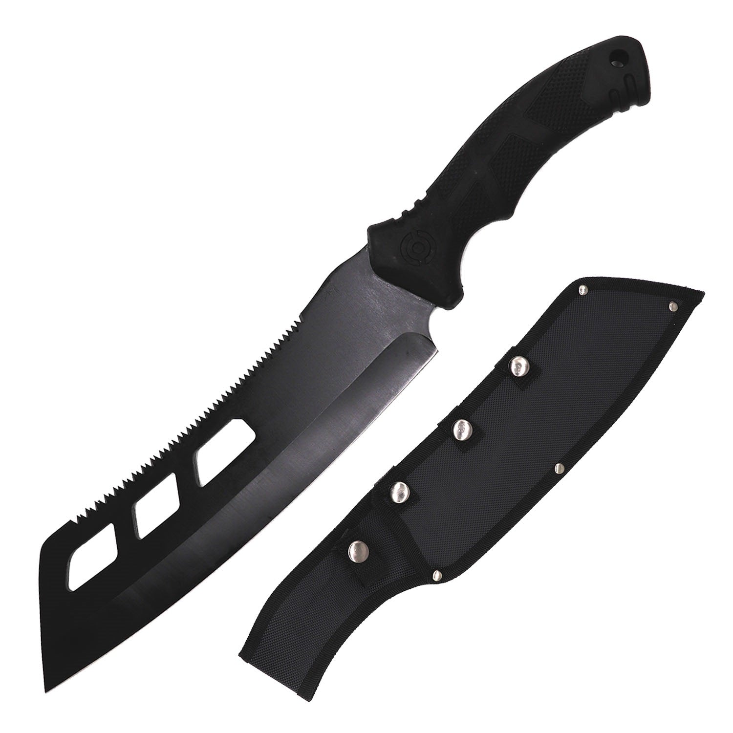 Amazing Hunting Knife. 420C Stainless Steel Blade, Reversed Serrated Blade, Rubber Texture Overlay Handle For Grip.