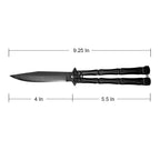 Black Metal Bones Butterfly Knife Clip Point Blade