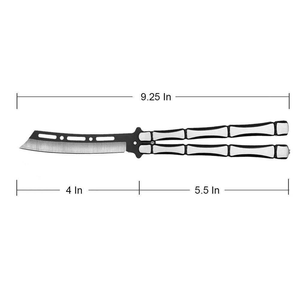 Metal Bones Butterfly Knife Clip Point Blade