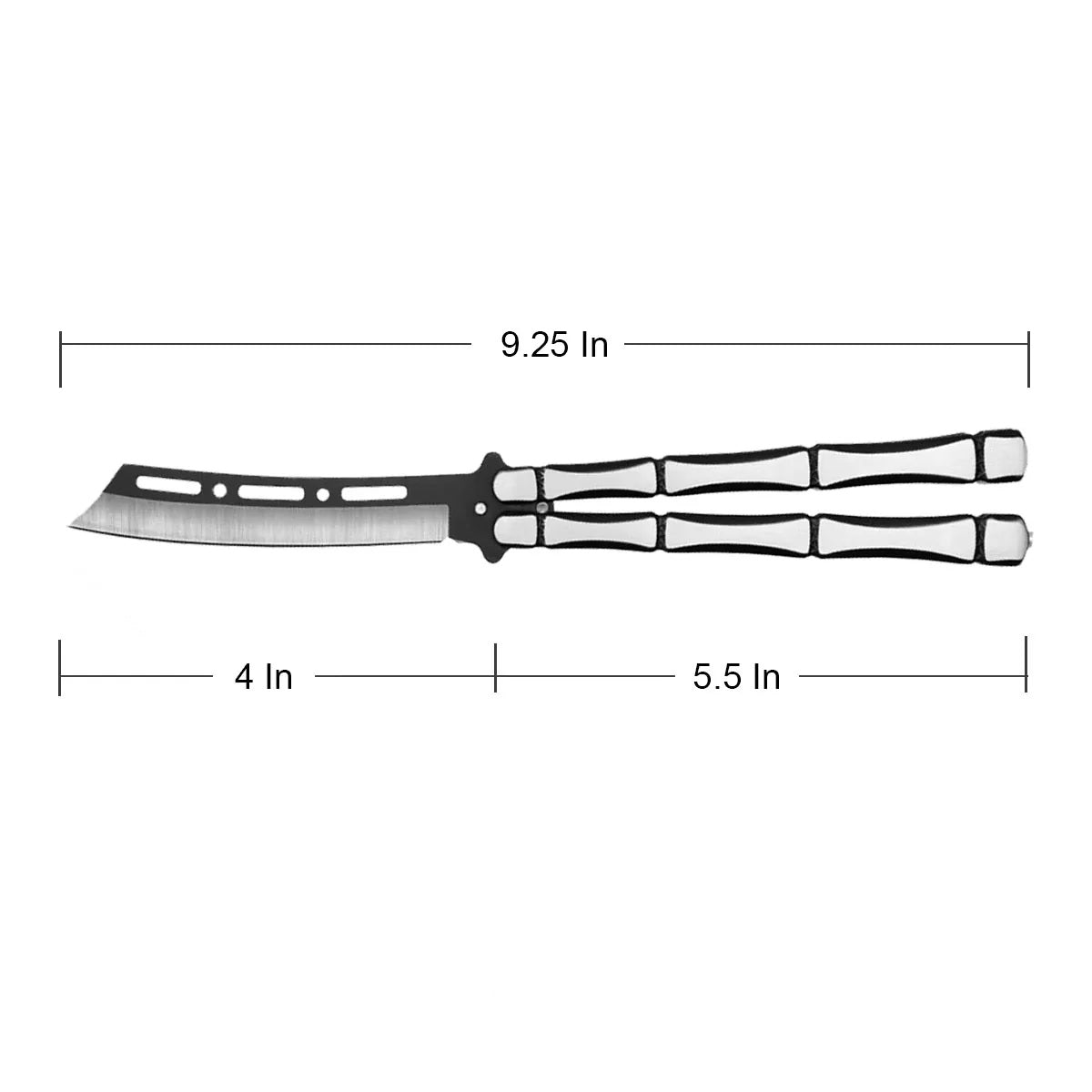 Metal Bones Butterfly Knife Clip Point Blade
