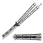 Metal Bones Butterfly Knife Clip Point Blade