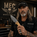 Premium Damascus Sheepsfoot Blade Ball Bearing Pocket Knife Wood Handle