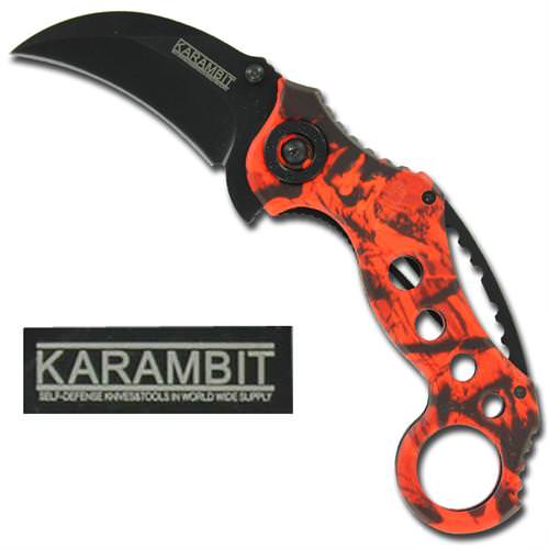 Dragons Breath Karambit Spring Assisted Knife Red