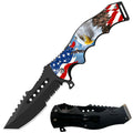 8.5" Tactical American Eagle Spring Assisted Folding Open Pocket Knife Cleaver Blade