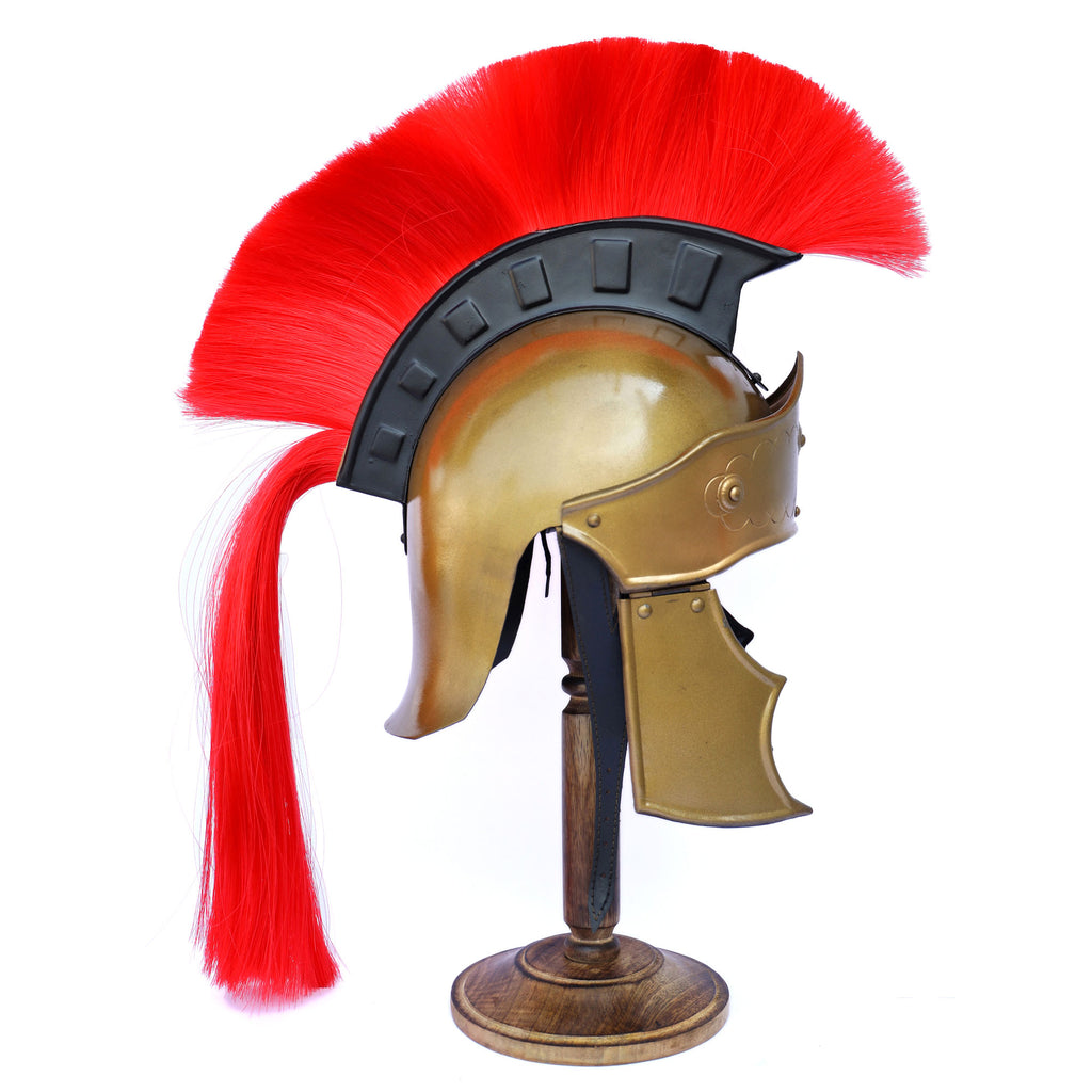 Red Crest Praetorian Roman Centurion Helmet with Plume
