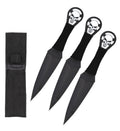 9 Inch Black Punisher Skull Throwing Knives 3 Pc Set